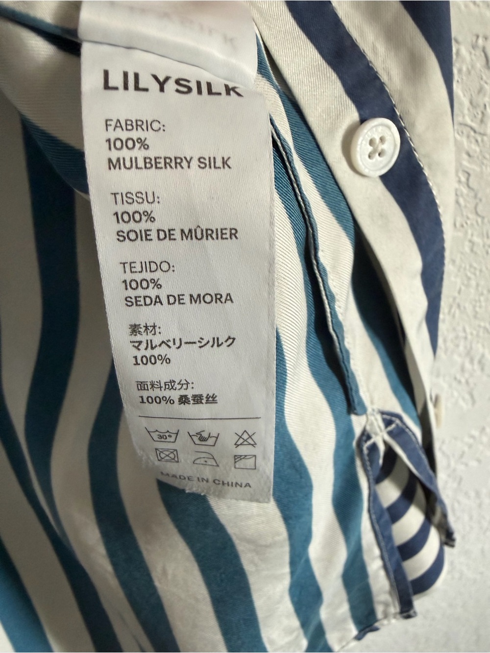 Lilysilk Striped Navy and White Button-Up Shirt - Picture 5 of 5